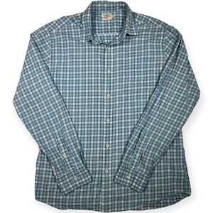 Faherty Button Up‎ Long Sleeve Shirt Men's Size Large Plaid Blue